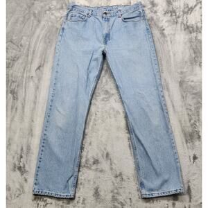 George Jeans Mens 36X32 Blue Regular Fit Straight Leg Light Wash Denim Casual